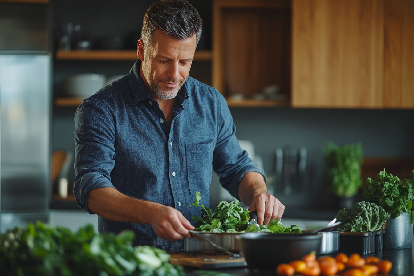 Успішний чоловік середнього віку демонструє впевненість та енергійність